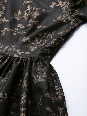 Black Printed Rayon Stitched Dots_Print Party-Wear-Gowns 4