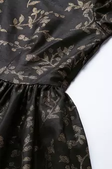 Black Printed Rayon Stitched Dots_Print Party-Wear-Gowns