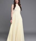 Off-White Embroidered Georgette Stitched Dori_Embroidery Party-Wear-Gowns