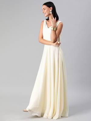 Off-White Sequins Georgette Stitched Sequins_Work Party-Wear-Gowns 3