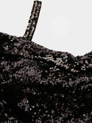 Black Sequins Georgette Stitched Sequins_Work Party-Wear-Gowns 4