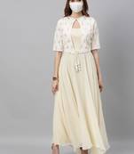 Off-White Embroidered Georgette Stitched Dori_Embroidery Party-Wear-Gowns