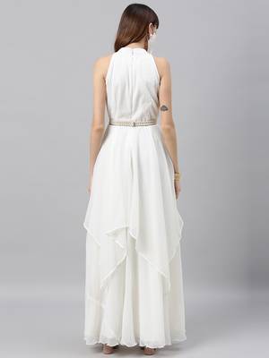 White Embroidered Georgette Stitched Dori_Embroidery Party-Wear-Gowns 2