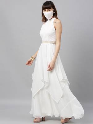 White Embroidered Georgette Stitched Dori_Embroidery Party-Wear-Gowns 3