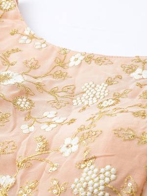 Peach Embroidered Georgette Stitched Dori_Embroidery Party-Wear-Gowns 4