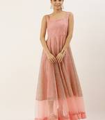 Pink Hand_Embroidery Net Stitched Dori_Embroidery Party-Wear-Gowns