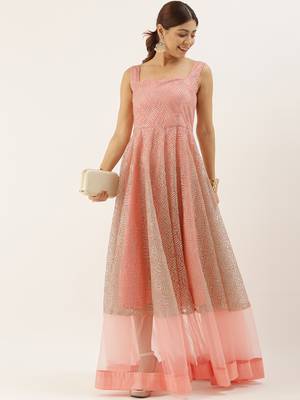 Pink Hand_Embroidery Net Stitched Dori_Embroidery Party-Wear-Gowns 3