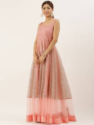 Pink Hand_Embroidery Net Stitched Dori_Embroidery Party-Wear-Gowns 4