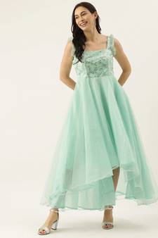 Green Sequins Net Stitched Sequins_Work Party-Wear-Gowns