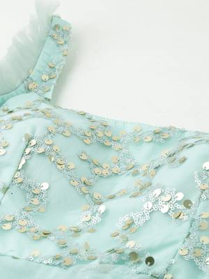 Green Sequins Net Stitched Sequins_Work Party-Wear-Gowns 4