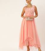 Peach Sequins Net Stitched Sequins_Work Party-Wear-Gowns