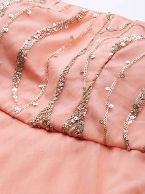 Peach Sequins Net Stitched Sequins_Work Party-Wear-Gowns 4