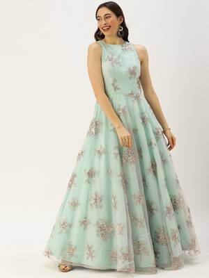 Off-White Sequins Net Stitched Sequins_Work Party-Wear-Gowns 1