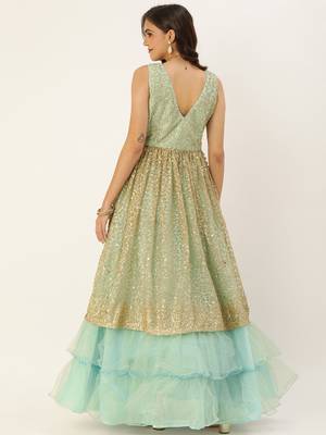 Beige Sequins Net Stitched Sequins_Work Party-Wear-Gowns 2