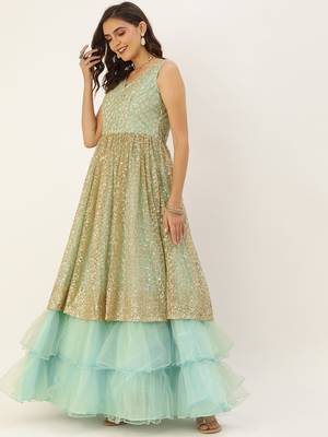 Beige Sequins Net Stitched Sequins_Work Party-Wear-Gowns 3