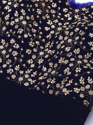 Navy-Blue Sequins Velvet Stitched Sequins_Work Party-Wear-Gowns 3