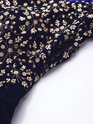 Navy-Blue Sequins Velvet Stitched Sequins_Work Party-Wear-Gowns 4