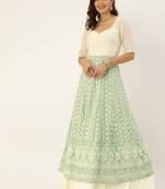 Green Hand_Embroidery Viscose Stitched Dori_Embroidery Party-Wear-Gowns