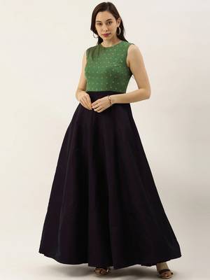 Purple Plain Taffeta Stitched Weaving_Print Party-Wear-Gowns 1