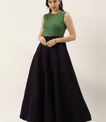Purple Plain Taffeta Stitched Weaving_Print Party-Wear-Gowns