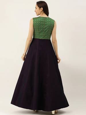 Purple Plain Taffeta Stitched Weaving_Print Party-Wear-Gowns 2