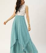 Blue Sequins Georgette Stitched Sequins_Work Party-Wear-Gowns