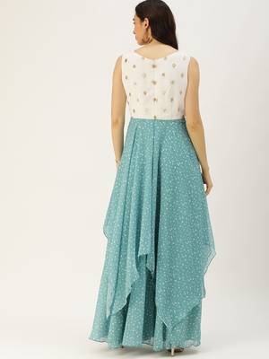 Blue Sequins Georgette Stitched Sequins_Work Party-Wear-Gowns 2