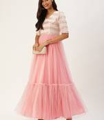 Pink Sequins Net Stitched Sequins_Work Party-Wear-Gowns