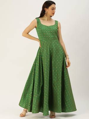 Green Hand_Embroidery Taffeta Stitched Dori_Embroidery Party-Wear-Gowns 1