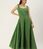 Green Hand_Embroidery Taffeta Stitched Dori_Embroidery Party-Wear-Gowns