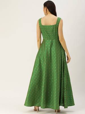 Green Hand_Embroidery Taffeta Stitched Dori_Embroidery Party-Wear-Gowns 2