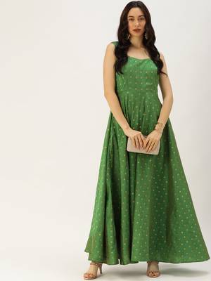 Green Hand_Embroidery Taffeta Stitched Dori_Embroidery Party-Wear-Gowns 4