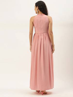 Pink Hand_Embroidery Georgette Stitched Dori_Embroidery Party-Wear-Gowns 2