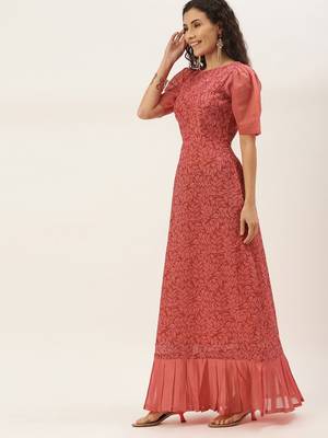 Pink Printed Cotton Stitched Weaving_Print Party-Wear-Gowns 3