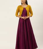 Purple Printed Taffeta Stitched Weaving_Print Party-Wear-Gowns