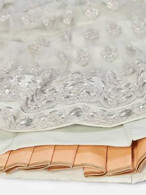 Glamorous Grey thread and Zari Embroidered net Semi Stitched Lehenga 5