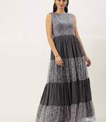 Black Sequins Georgette Stitched Sequins_Work Party-Wear-Gowns