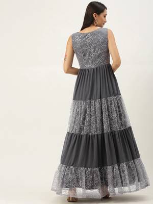 Black Sequins Georgette Stitched Sequins_Work Party-Wear-Gowns 2