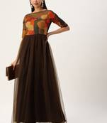 Brown Sequins Net Stitched Sequins_Work Party-Wear-Gowns