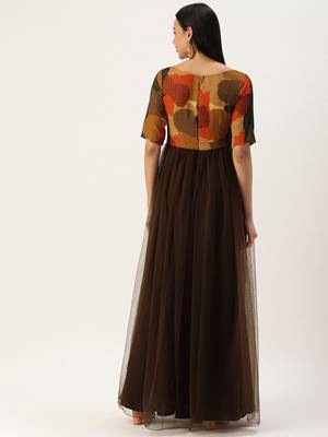 Brown Sequins Net Stitched Sequins_Work Party-Wear-Gowns 2