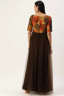 Brown Sequins Net Stitched Sequins_Work Party-Wear-Gowns