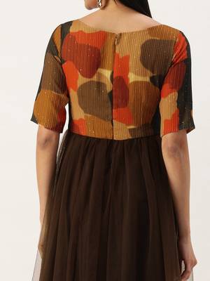 Brown Sequins Net Stitched Sequins_Work Party-Wear-Gowns 4