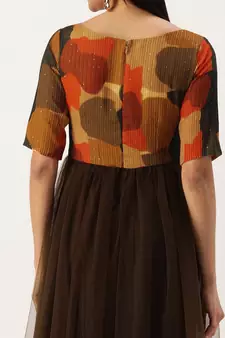 Brown Sequins Net Stitched Sequins_Work Party-Wear-Gowns
