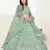 Colorful Green thread and Zari Embroidered net semi stitched lehenga