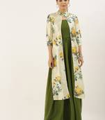 Green Printed Georgette Stitched Weaving_Print Party-Wear-Gowns