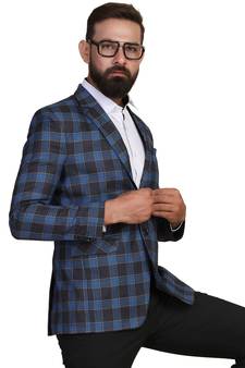 Blue plain pure woolen blends men-wedding-dresses