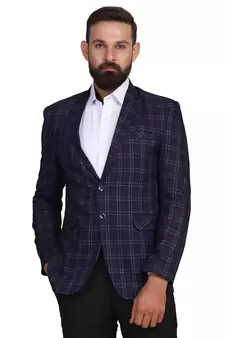 Blue printed pure woolen blends men-wedding-dresses