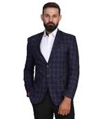 Blue printed pure woolen blends men-wedding-dresses