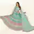 Comely sea blue thread and zari embroidered with foil mirror heavy 60gm georgette semi stitched lehenga