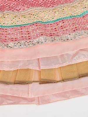 Delightfully Light-pink thread and zari embroidered with foil mirror heavy 60gm georgette Semi Stitched Lehenga 8